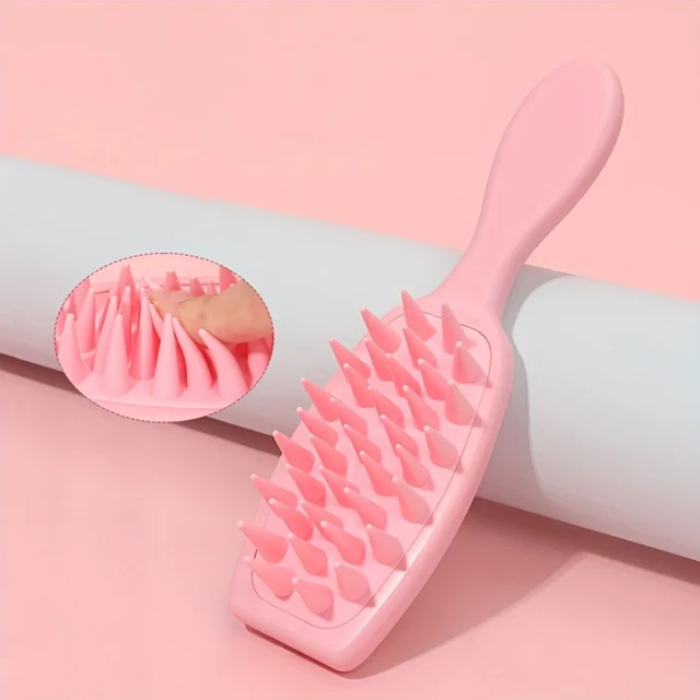 برس سرشور سیلیکونی دسته دارصورتی